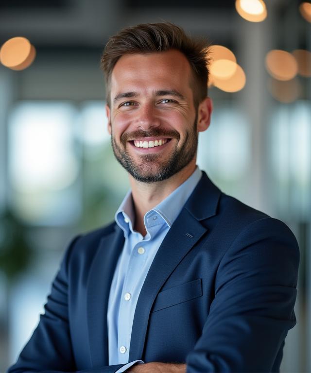 Freundlicher Berater von AutobahnAT in einem modernen Büro